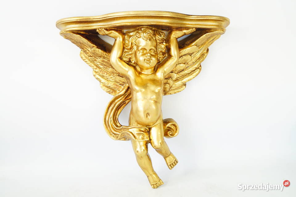 KONSOLKA BAROKOWA półka złota AMOR putto piękna wielkopolskie