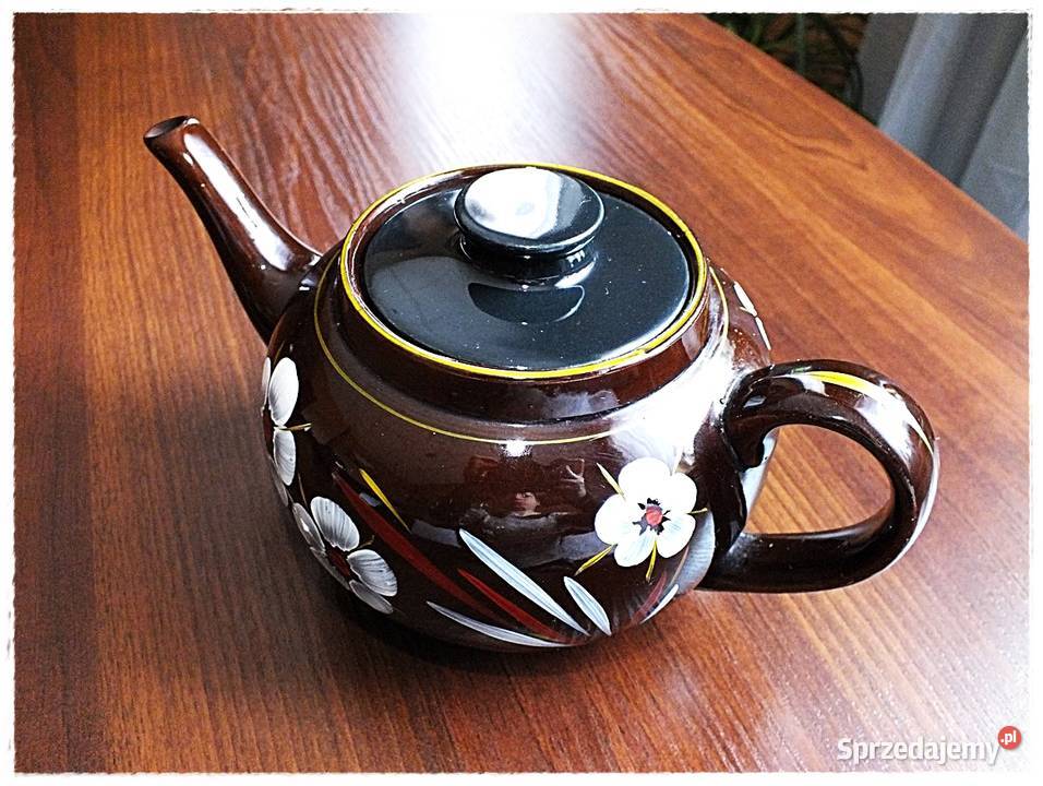 Stary śliczny ceramiczny dzbanek imbryk ręcznie lubuskie Żary