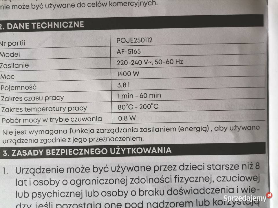 Air Fryer frytkownica beztłuszczowa HOFFEN Pozostałe Białystok sprzedam