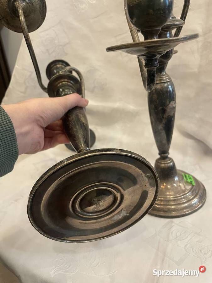 Para srebrnych kandelabrów próby 925 małopolskie Kraków sprzedam