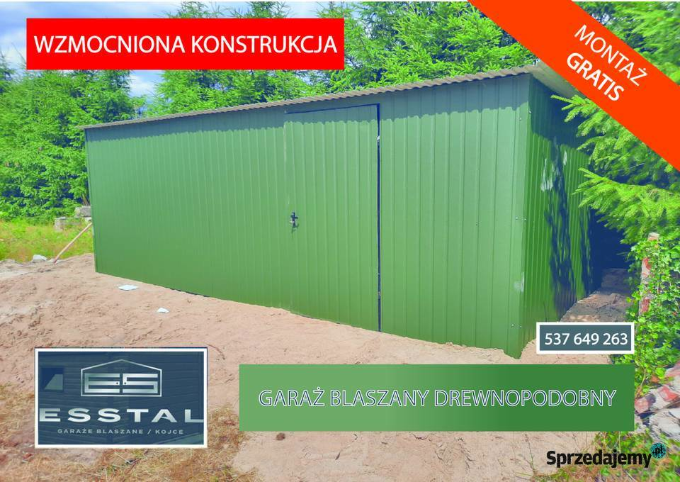 Garaż Blaszany ZIELONY Garaże Blaszane Wiaty 35m2 Sprzedaż Sępólno Krajeńskie