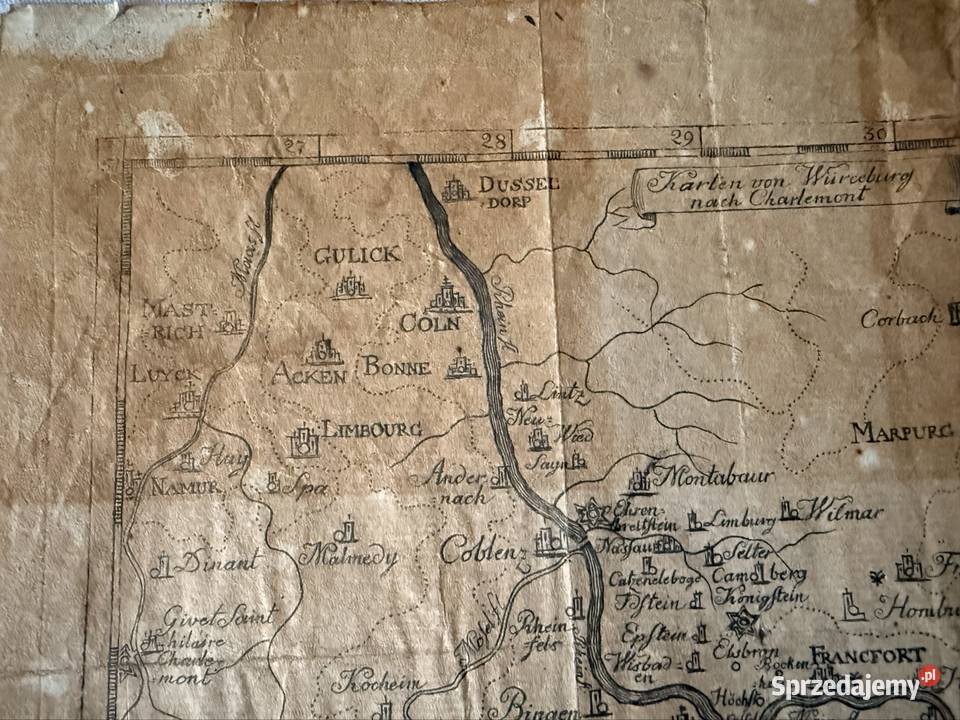 Mapa historyczna Hessen XIX wiek Mainz Niemcy sprzedam