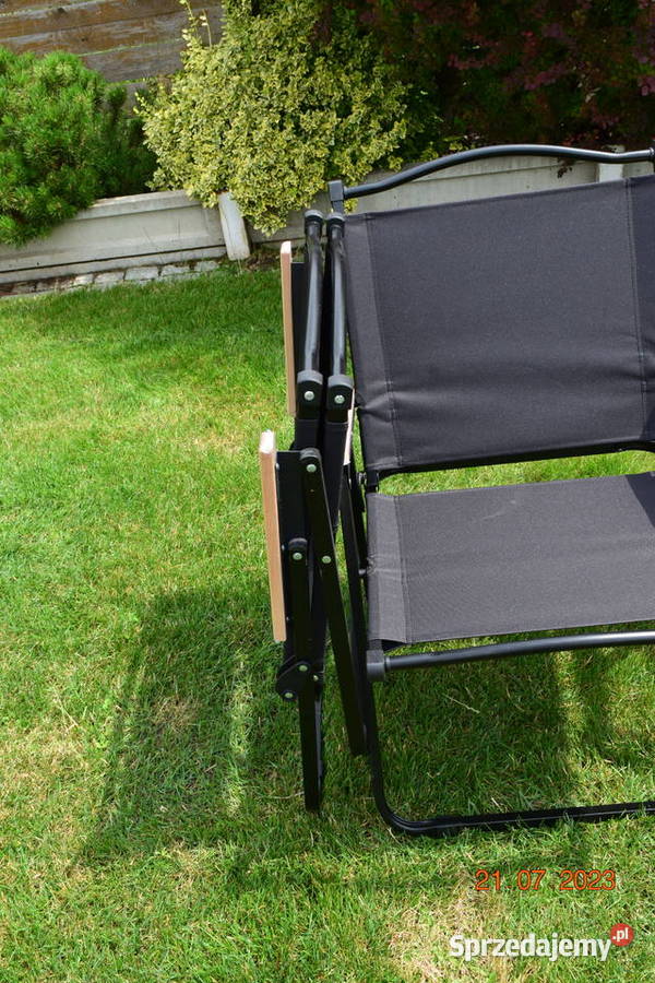 krzesło składane turystyczne campingowe czarne