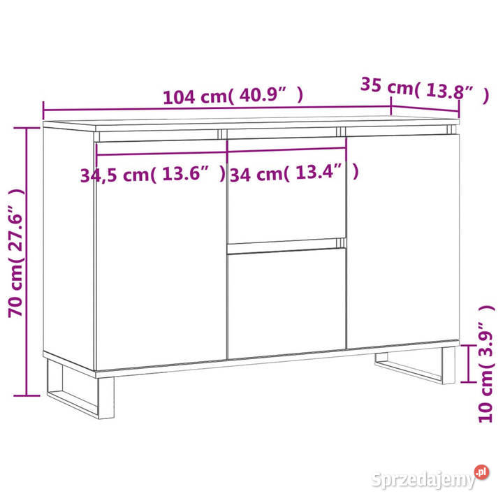 Szafka szary dąb sonoma 104x35x70 materiał Pozostałe Warszawa