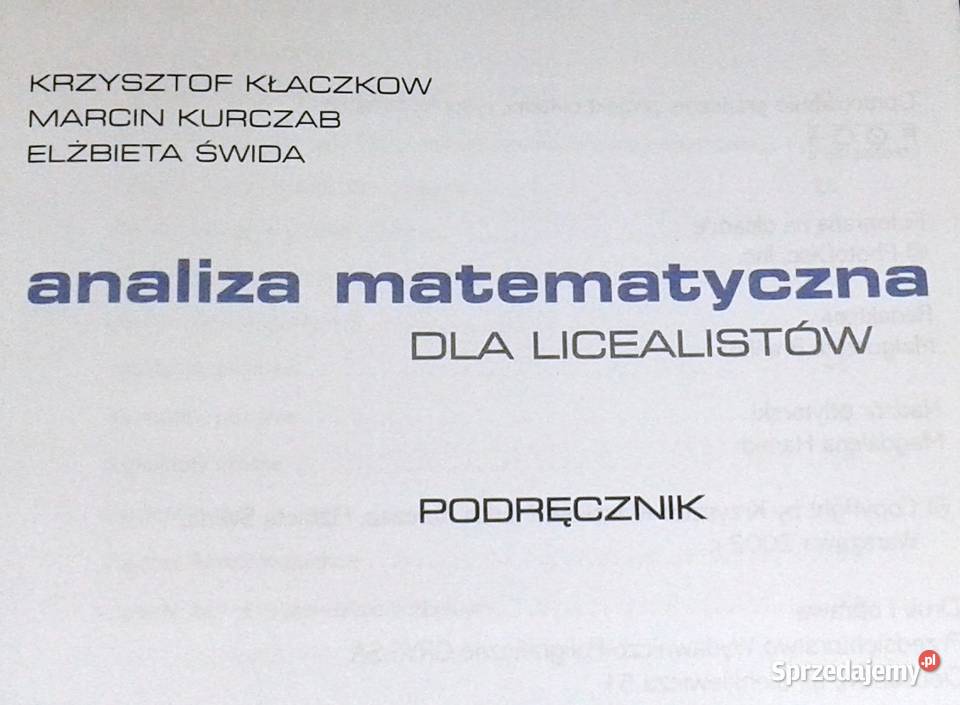 Analiza matematyczna licealistów Chełm sprzedam