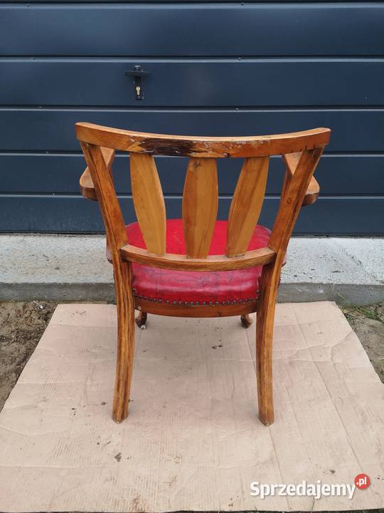 Stary fotel krzesło Art Deco skóra łódzkie Aleksandrów Łódzki