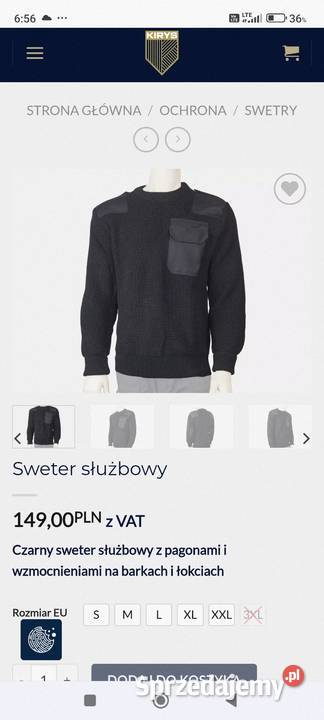 Sweter uniwersalny S do służb mundurowych Pozostałe Kłodawa