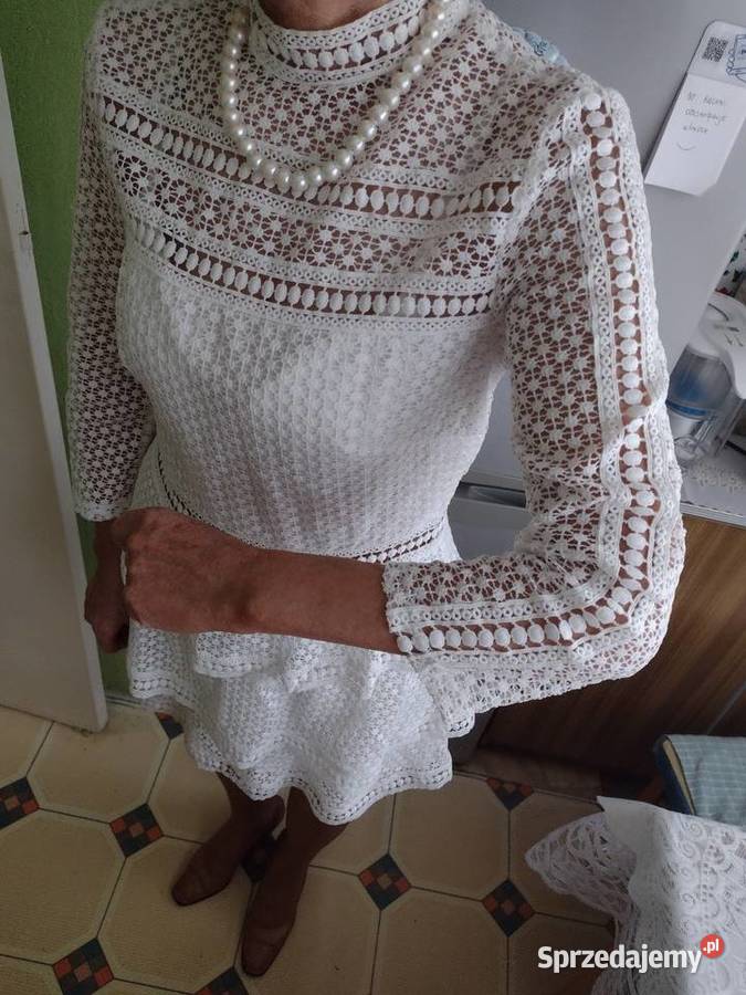 38M Biała sukienka koronkowahaftowana z Londynu Kraków