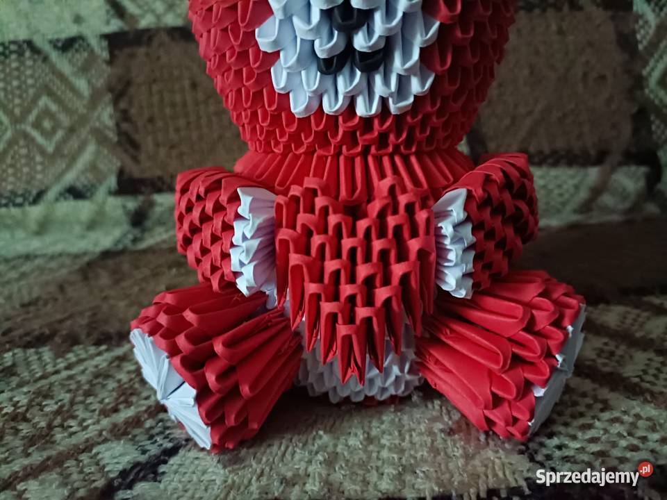 Duży Miś Czerwony Origami Modułowe 3D Kwidzyn