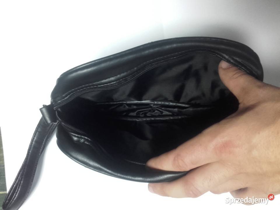 Męska saszetka czarna nowa do ręki 14cm śląskie