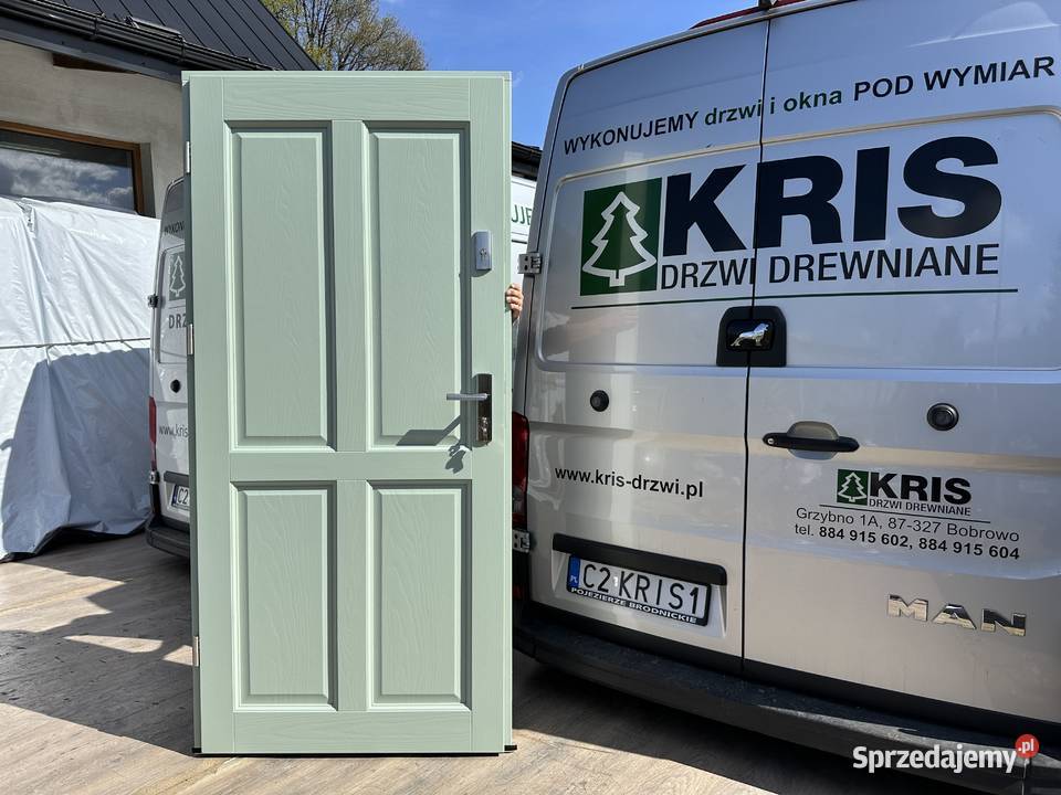 Drzwi zewnętrzne drewniane białe ANGIELSKIE kujawsko-pomorskie Grzybno