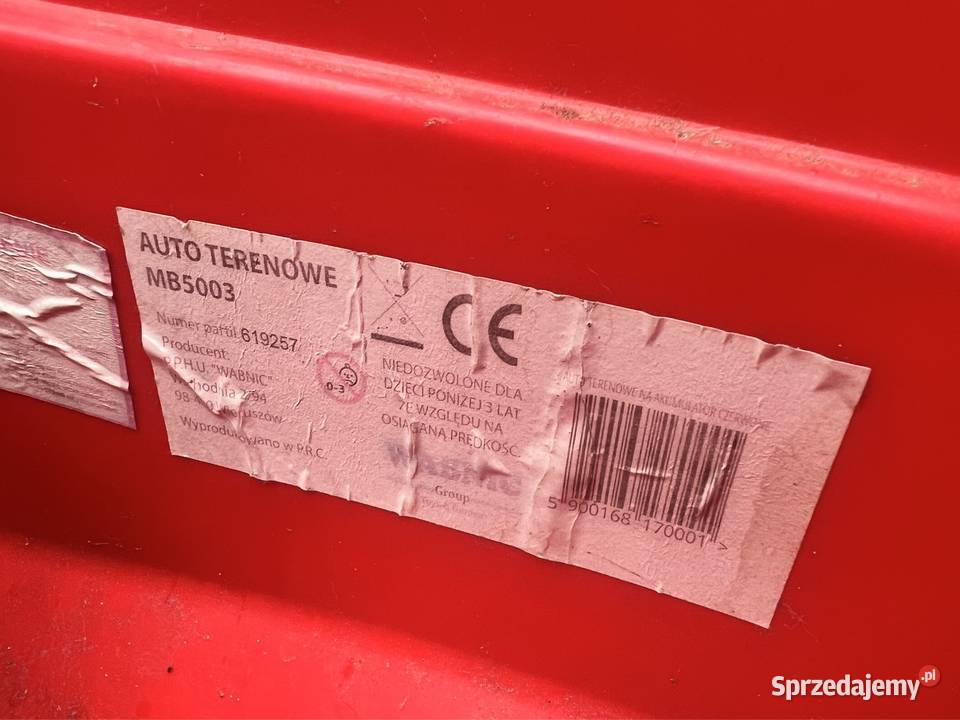 Auto terenowe jeep czerwony MB5003 czerwony Ostrów Wielkopolski sprzedam