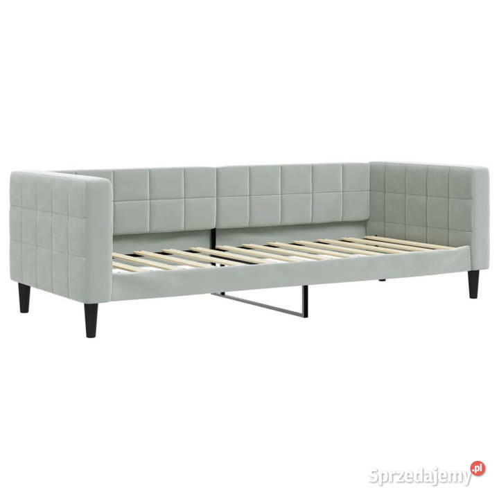 Sofa rozsuwana jasnoszara aksamit 80x200 Łóżka Warszawa
