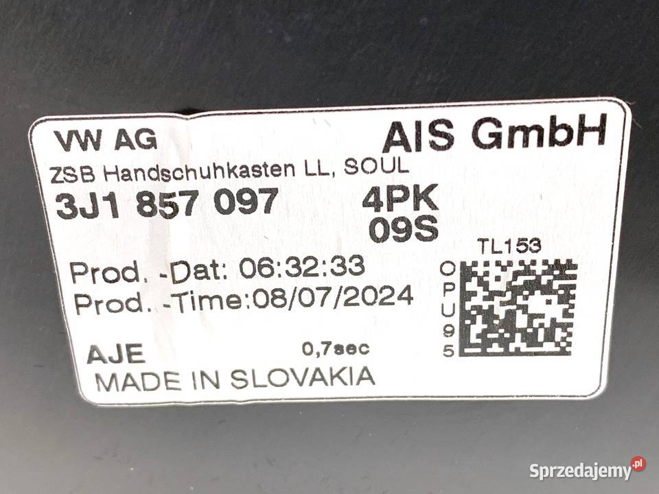 SCHOWEK PASAŻERA SKODA 20 TSI Hatchback podkarpackie