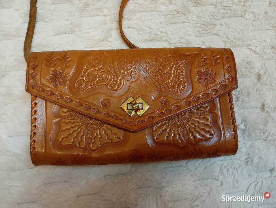 Real Leather Brązowa skórzana torebka z Madrytu Kraków