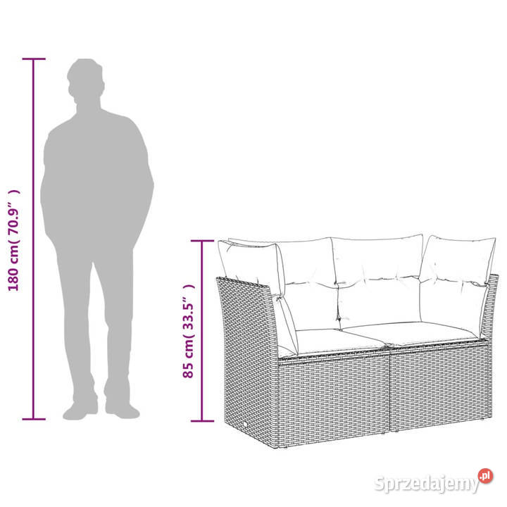 Sofa ogrodowa z poduszkami 2osobowa jasnoszara Warszawa sprzedam