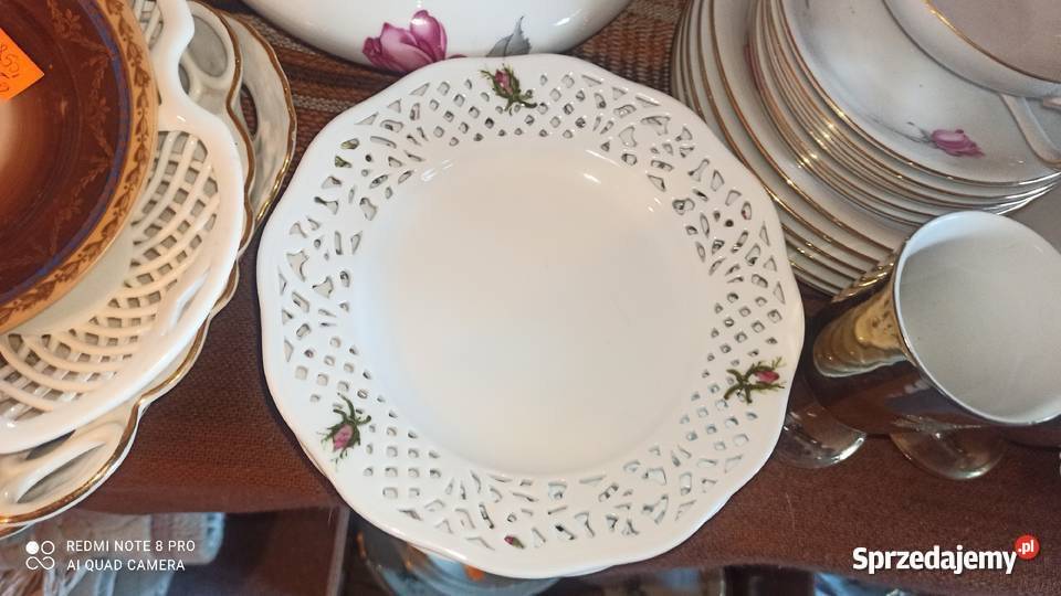 Talerzyk z różyczką Ażur Biała porcelana Gdańsk