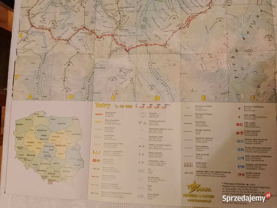 Mapa papierowa TATRY składana turystyczna