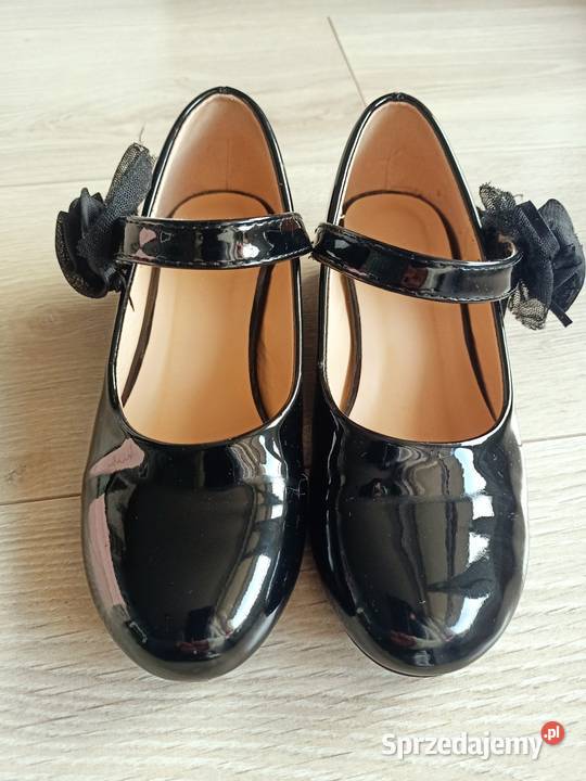 Buty baleriny dziewczęce czarne lakierki 30 Rzepy mazowieckie Płock