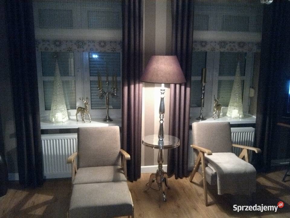 Stolik z lampą lata 60te szkłodrewno odnowiony Oleśnica