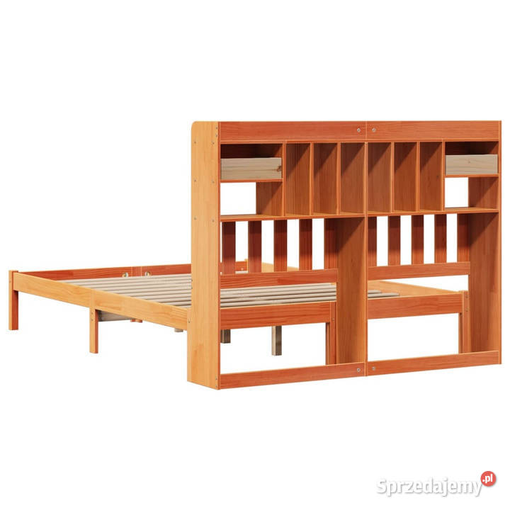 Łóżko z regałem bez materaca lite drewno sosnowe 228cm