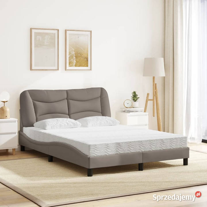 Łóżko z materacem taupe obite tkaniną 120x200 Warszawa