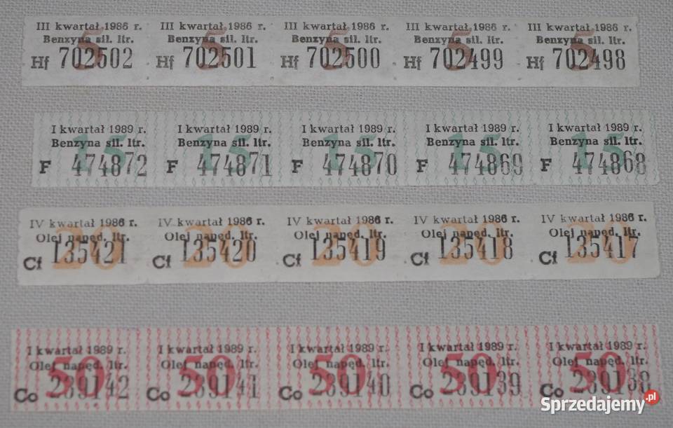 Zestaw talonów paliwowych 5 15 20 50 litrów z mazowieckie Płock