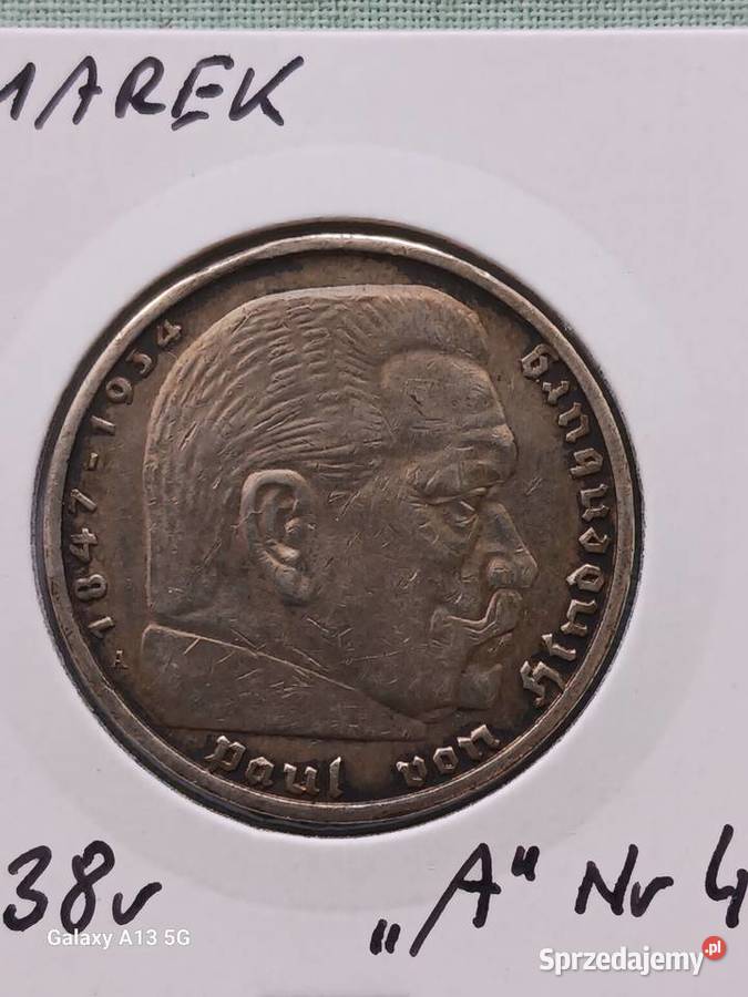 5 Marek Niemcy 1938 r Paul von Hindenburg men A Numizmatyka wielkopolskie Konin
