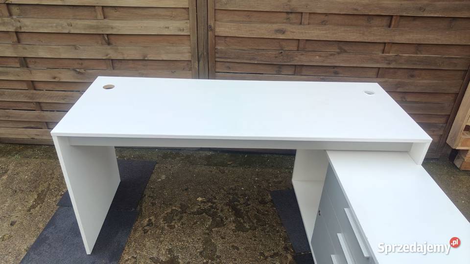 Biurko z komodą narożne biały szary mazowieckie Warszawa