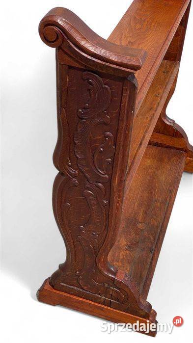 Stary rzeźbiony regał dębowy stojący 3 poziomy