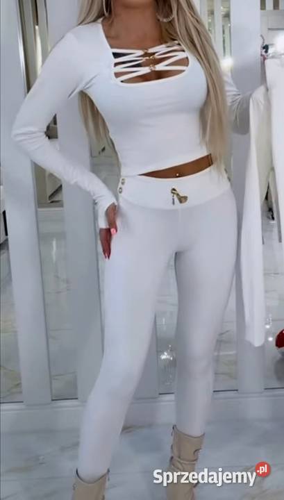 Komplet biały leginsy bluzka Kłodzko