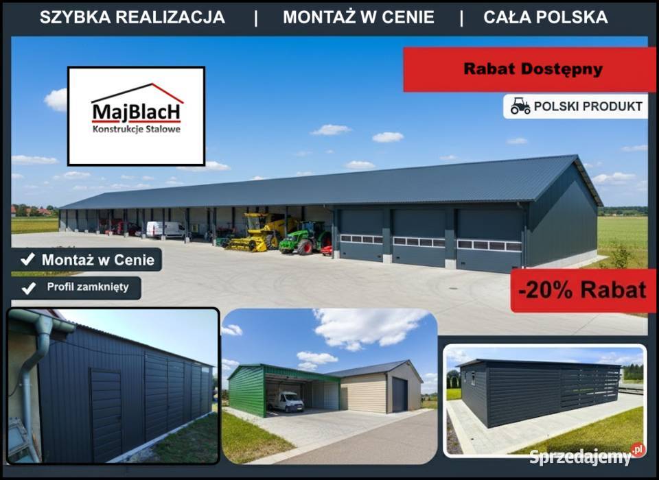 PÓŁOTWARTY DŁUGI GRAFITOWY Garaż Blaszany HALA Grodzisk Mazowiecki