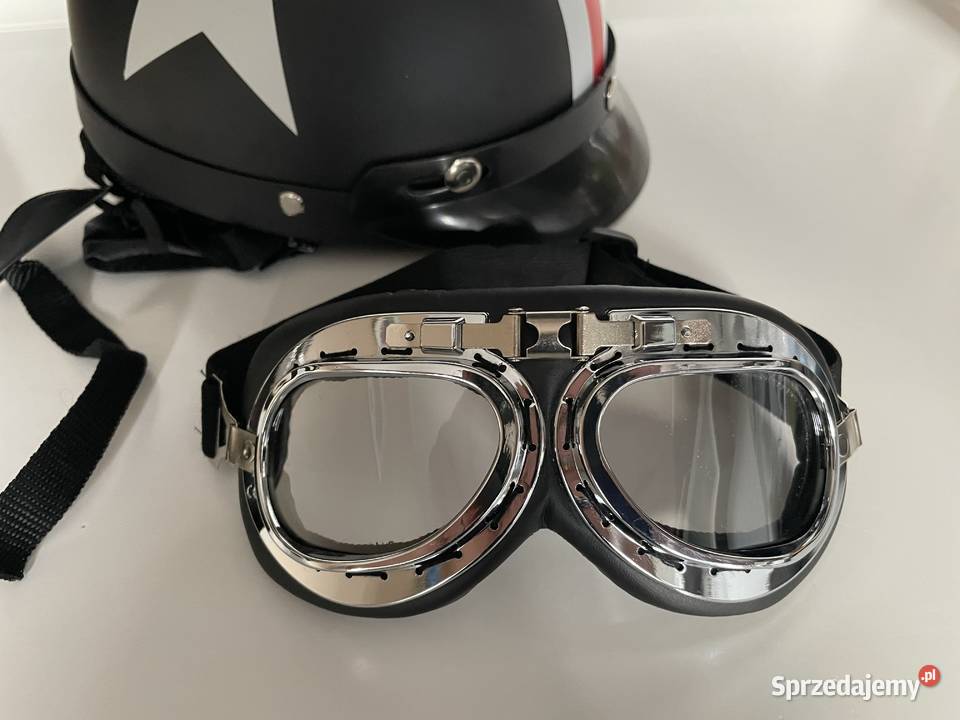 Kask gogle retro orzech choper bober harley Jelcz-Laskowice