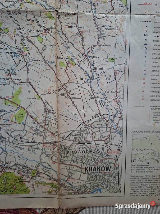 Mapa turystyczna Podkrakowskie Dolinki Jurajskie Kraków