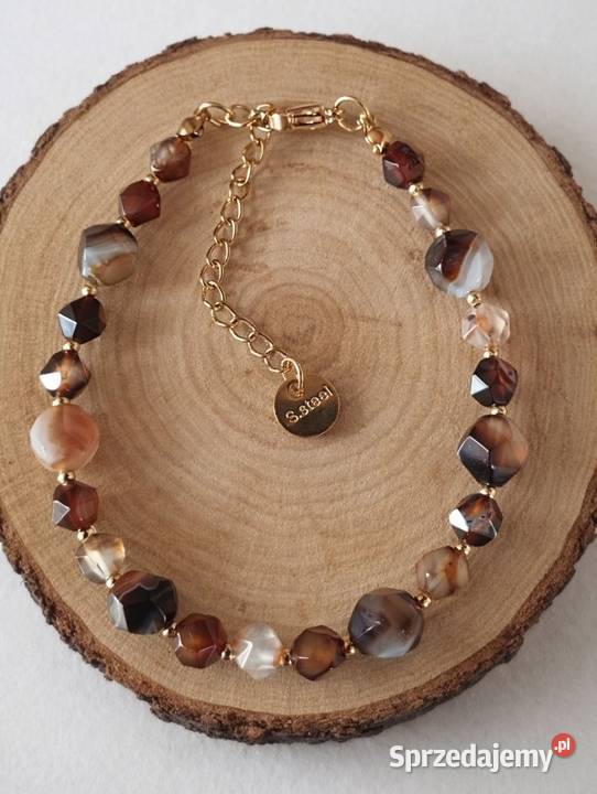 Bransoletka espresso kamienie naturalne agat