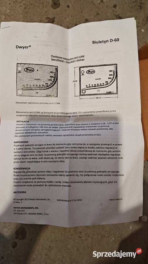 Podciśnieniomierz miernik podciśnienia Trzebnica