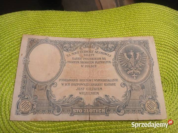 banknot polski 100 złotych z 1919r Łomża