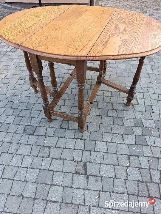 Stolik dębowy składany z owalnym blatem 73cm