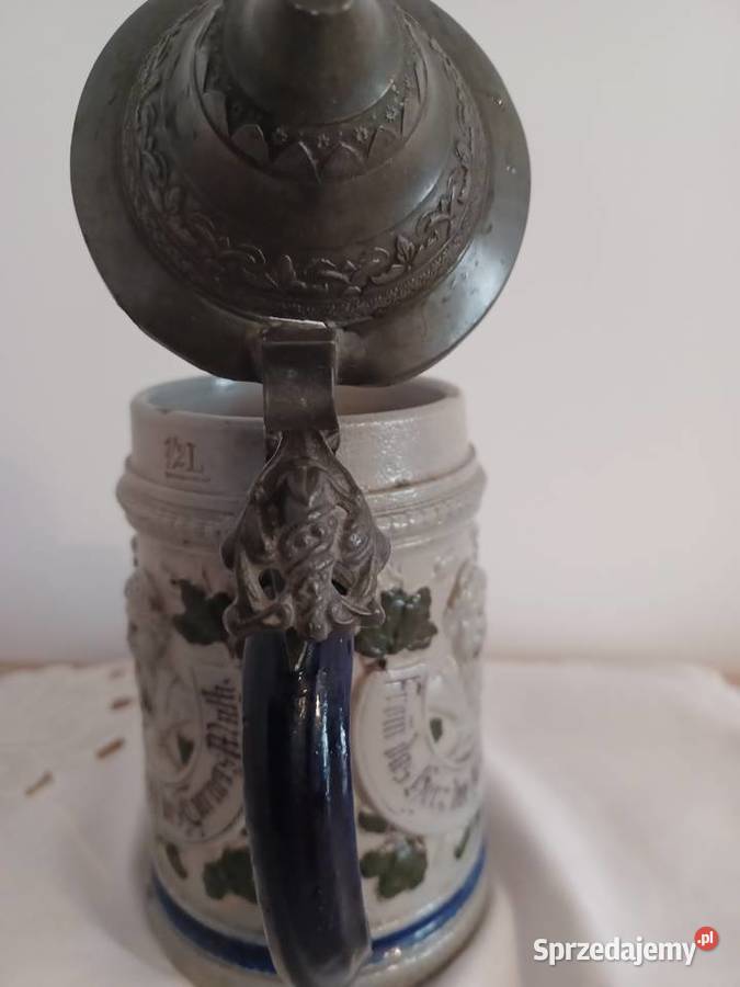 STARY Kufel KOBALTOWY sygnowany z k XIXw Wrocław