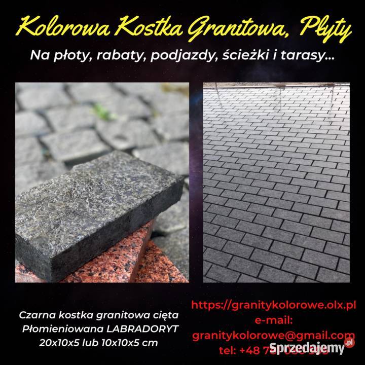 Kostka brukowa granitowa Czarna cięto łupana na Kostka brukowa mazowieckie Marki