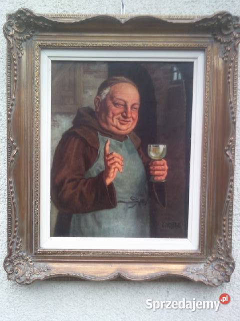 Obraz olejny na desce XVII Wiek Mnich Lublin