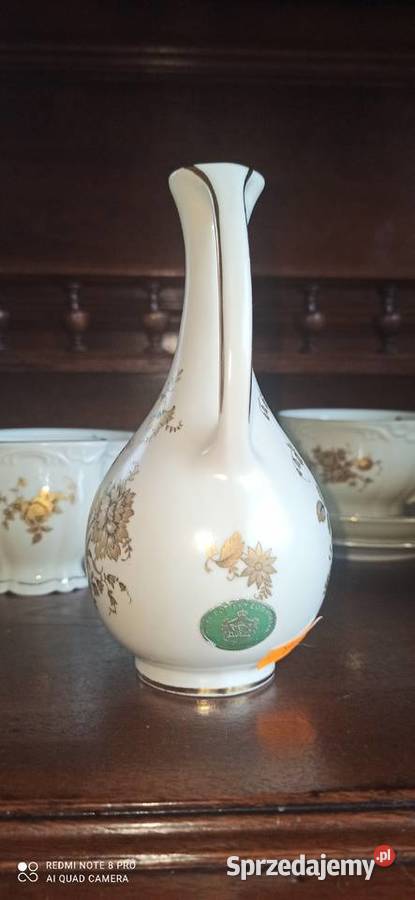 Wazonik amfora Róże ze złotem i czernią Royal Gdańsk sprzedam