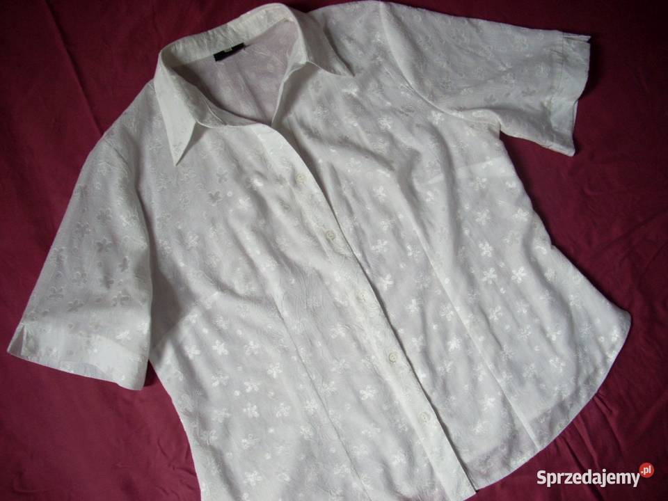 Biała koszula bluzka wytłaczany wzór Bawełna 44 Rozmiar 46 Nowy Sącz sprzedam