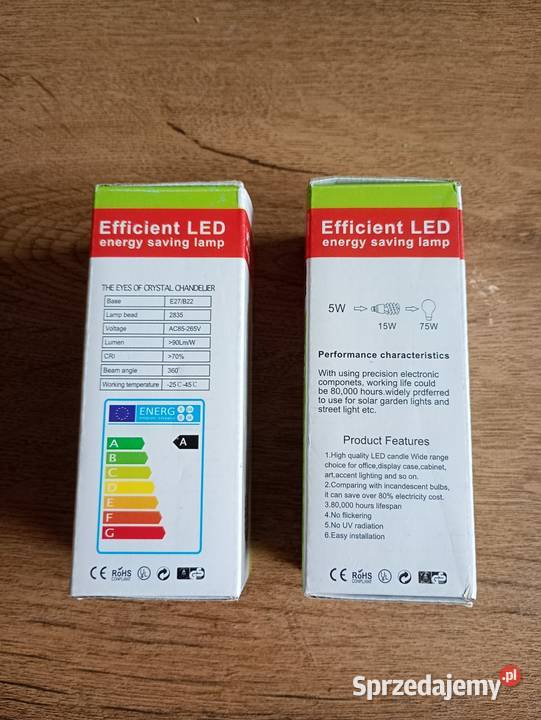 LED żarówka świetlówka 5W 15W75W E27 3000K klasa Szczecin
