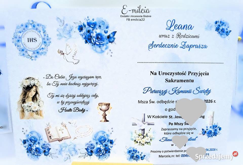 Zaproszenia 3D I Komunia Św spersonalizowane i z Zielona Góra