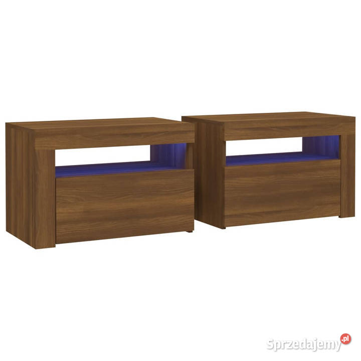 Szafki nocne z LED 2 brązowy dąb 60x35x40 mazowieckie Warszawa