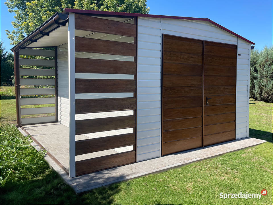 Domek ogrodowy 345 m z drewutnią 15 x45 m biały świętokrzyskie Ostrowiec Świętokrzyski