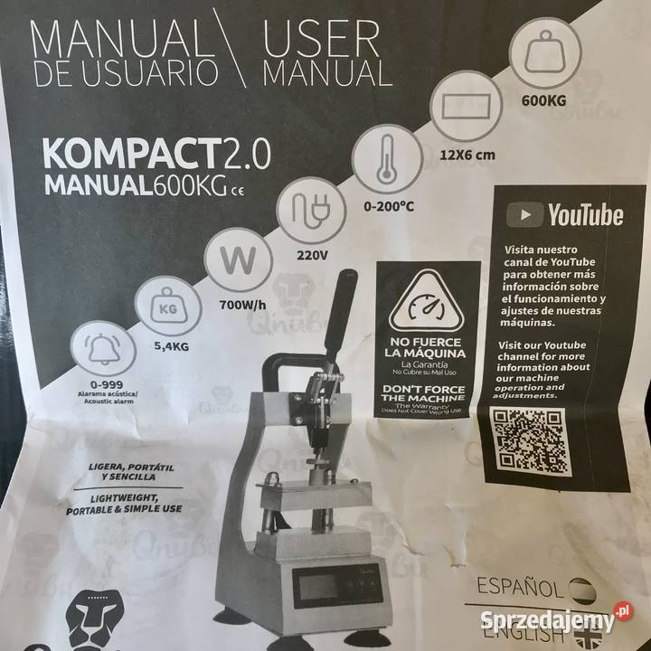 QNUBU Kompact 20 Prasa manualna 600 podgrzewana Warszawa sprzedam
