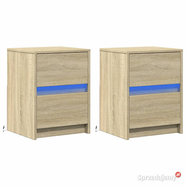Szafki nocne z LED 2 dąb sonoma materiał Warszawa