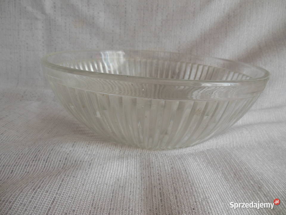 Salaterka duża szklana paskowana PRL Kielce sprzedam